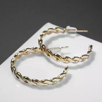 Серьги-кольца «Стиль» плетёнка, d=2,5, цвет золото