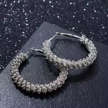 Серьги-кольца "Вернисаж" проволока, цвет серебро, d=5