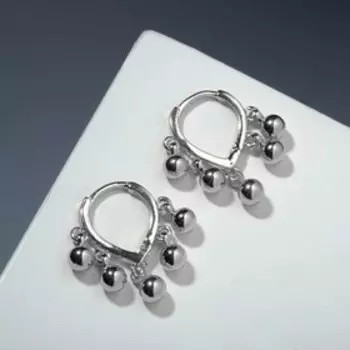 Серьги-кольца "Виноград" гроздь, цвет серебро