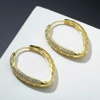 Серьги-кольца "Всплеск, клубничка, цвет белый в серебре