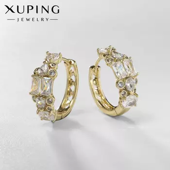 Серьги кольца XUPING императрица, яркие, белые, золоте