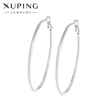 Серьги-кольца XUPING классика, d=4 см, цвет серебро