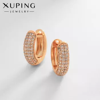 Серьги кольца XUPING миледи, белые в золоте d=1.7 см