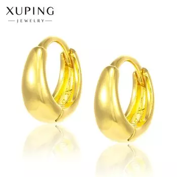 Серьги кольца объёмные XUPING, d=1.1 см, цвет золото