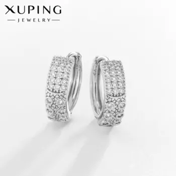 Серьги кольца XUPING созидание, белые в серебре, d=1.5 см