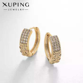 Серьги кольца XUPING восхищение, белые в золоте, d=1.5 см