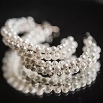 Серьги-кольца «Жемчужные» d=3,5 см, цвет белый в серебре