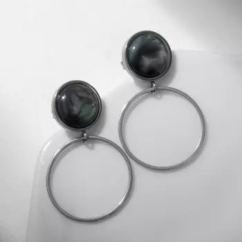 Серьги «Космос», d=10 мм, цвет серый в серебре