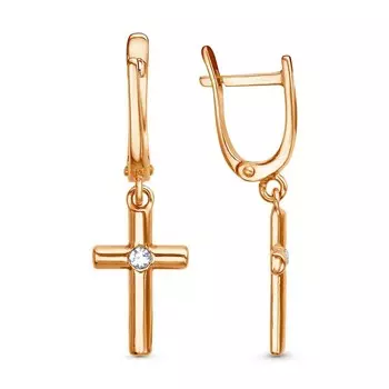 Серьги «Крестики» малые, розовое золочение, цвет белый