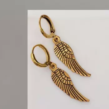Серьги металл «Крылья» соло, цвет чернёное золото