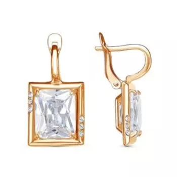 Серьги "Квадрат" дива, розовое золочение