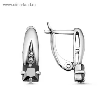 Серьги "Квадрат" мини, посеребрение с оксидированием, цвет чёрный