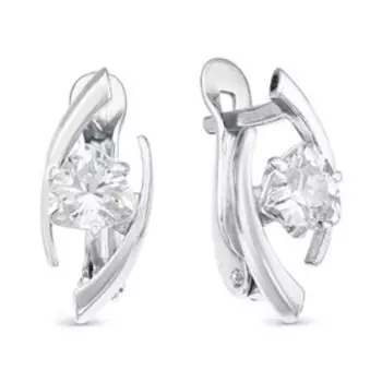 Серьги "Линии", родирование, цвет белый