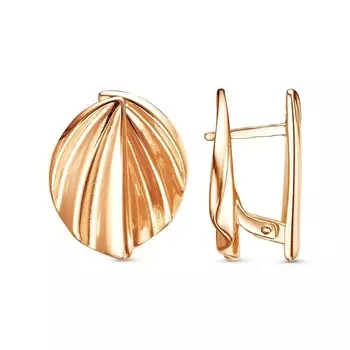 Серьги "Лист" объемный, розовое золочение