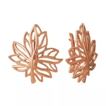 Серьги «Листочки» кленовые, позолота