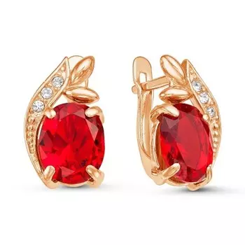 Серьги «Лунное сияние» овал, розовое золочение, цвет красный