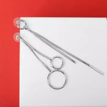 Серьги металл "Асимметрия" кольца, цвет серебро