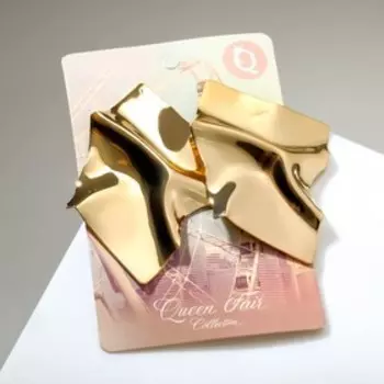 Серьги металл «Атмосфера» ромб мятый, цвет золото