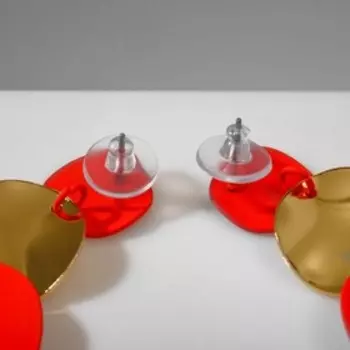 Серьги металл «Азелия» круги, трио, цвет красный в золоте