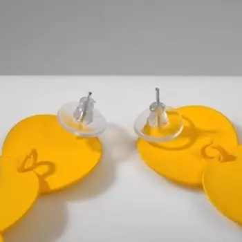 Серьги металл «Азелия» круги, трио, цвет жёлтый