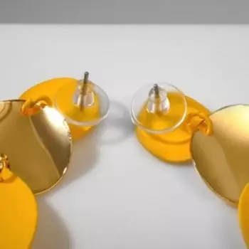 Серьги металл "Азелия" круги, трио, цвет жёлтый в золоте