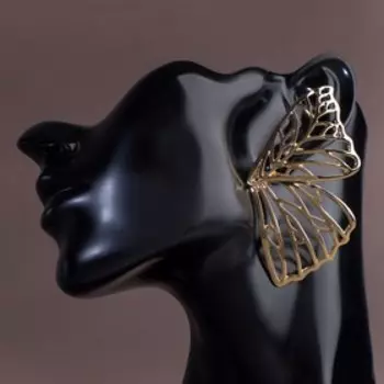 Серьги металл «Бабочки», цвет золото