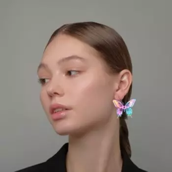 Серьги металл «Бабочки» кружевные, цвет бензиновый