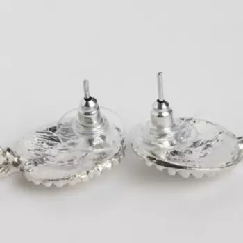 Серьги металл "Барбадос" овал, цвет серебро