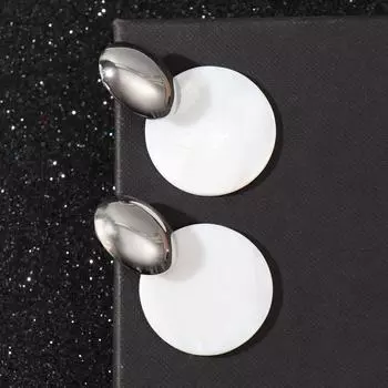 Серьги металл "Безмятежность" овалы, цвет серебро