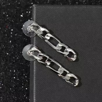 Серьги металл "Блеск" цепочка, цвет серебро