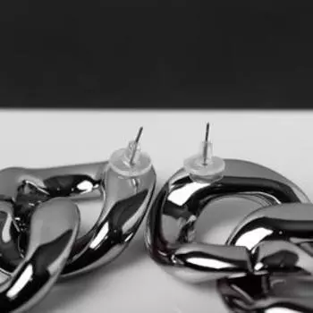 Серьги металл "Цепь" отражение, звенья 2шт, цвет серый