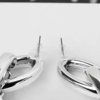 Серьги металл "Цепь" овальные звенья 3шт, цвет серебро