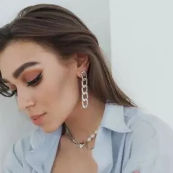 Серьги металл "Цепь" плоские звенья, цвет серебро