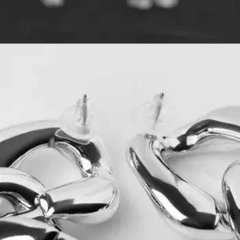 Серьги металл «Цепь» широкие звенья, 3 шт., цвет серебро