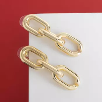 Серьги металл "Цепь" узкое звено, малые, цвет золото