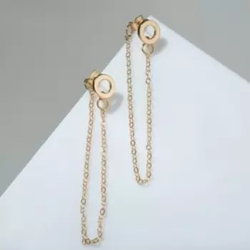 Серьги металл «Цепочки» круг, цвет золото