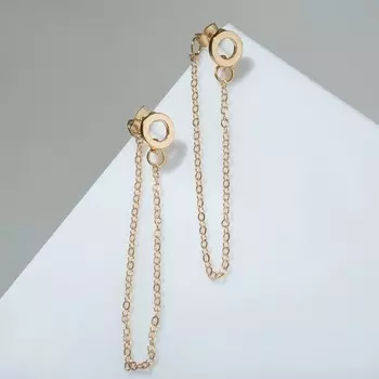 Серьги металл «Цепочки» круг, цвет золото