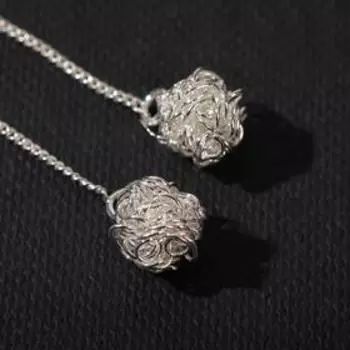 Серьги металл «Цепочки» шарики, цвет серебро