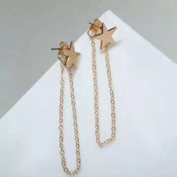Серьги металл «Цепочки» звезда, цвет золото