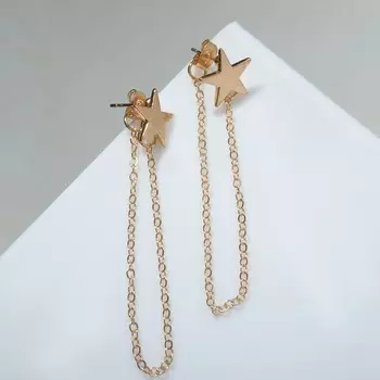 Серьги металл «Цепочки» звезда, цвет золото