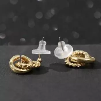 Серьги металл "Два кольца", цвет золото