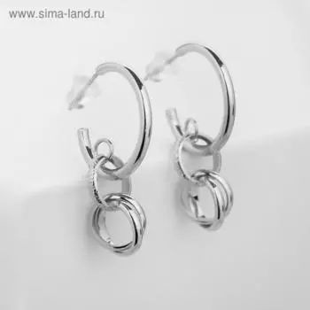 Серьги металл "Фьюче" колечки, цвет серебро