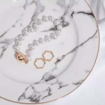 Серьги металл «Геометрия» шестиугольник, цвет золото