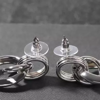 Серьги металл "Геометрия" слияние, цвет серебро