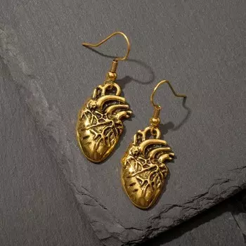 Серьги металл «Готика» сердце, цвет золото