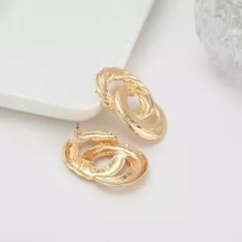 Серьги металл "Эстетика" два круга, цвет золото