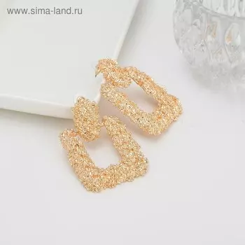 Серьги металл "Эстетика" текстурные, цвет золото