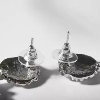 Серьги металл «Карибы» прямоугольные, цвет серебро