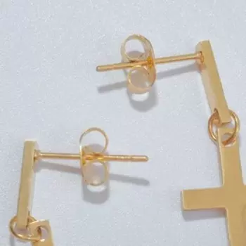 Серьги металл «Крестики» маленькие, цвет золото