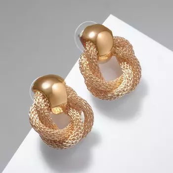 Серьги металл «Круги переплетение», цвет золото